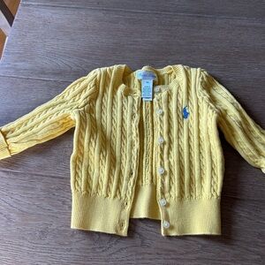 Ralph Lauren 9M cable knit yellow cardigan! In great condition